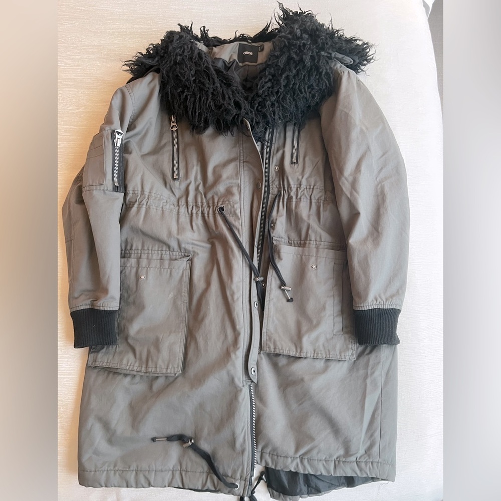 ASOS oversized winter coat with removable faux fur collar